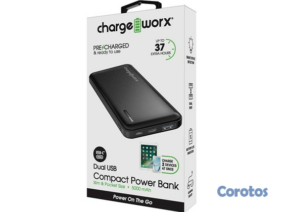 computadoras y laptops - CARGADOR MOVIL (POWER BANK)  5000MAH+ FLASHLIGHT, CHARGEWORX, BATERIA RECARGABLE 1