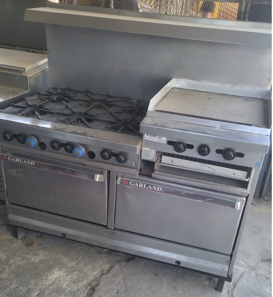 equipos profesionales - Estufa de 6 hornillas, plancha, gratinador, 2 horno