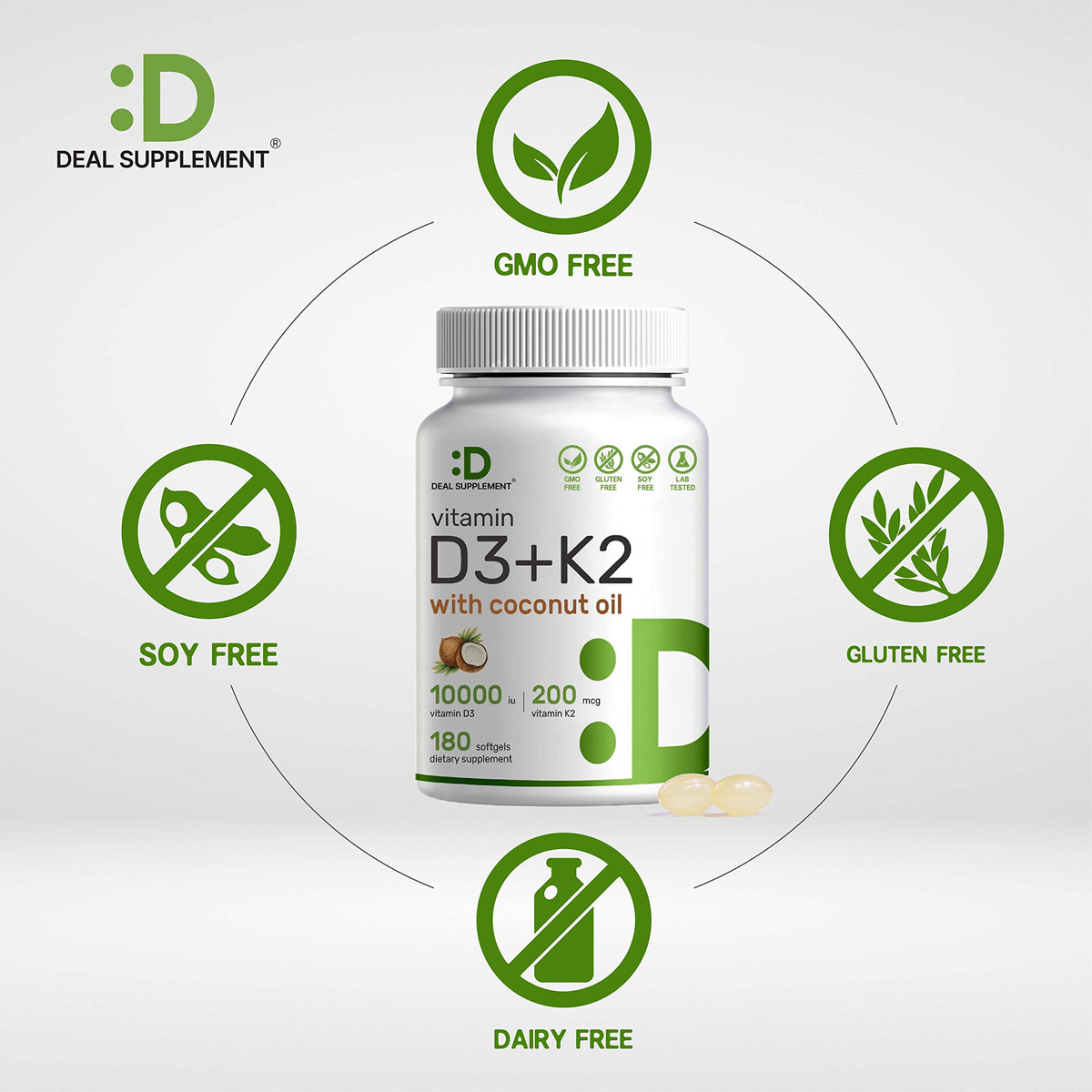 Salud y Equipamiento Médico - Vitamina D3 K2 10000 Ui Corazon Huesos Dientes 180 Capsulas 3