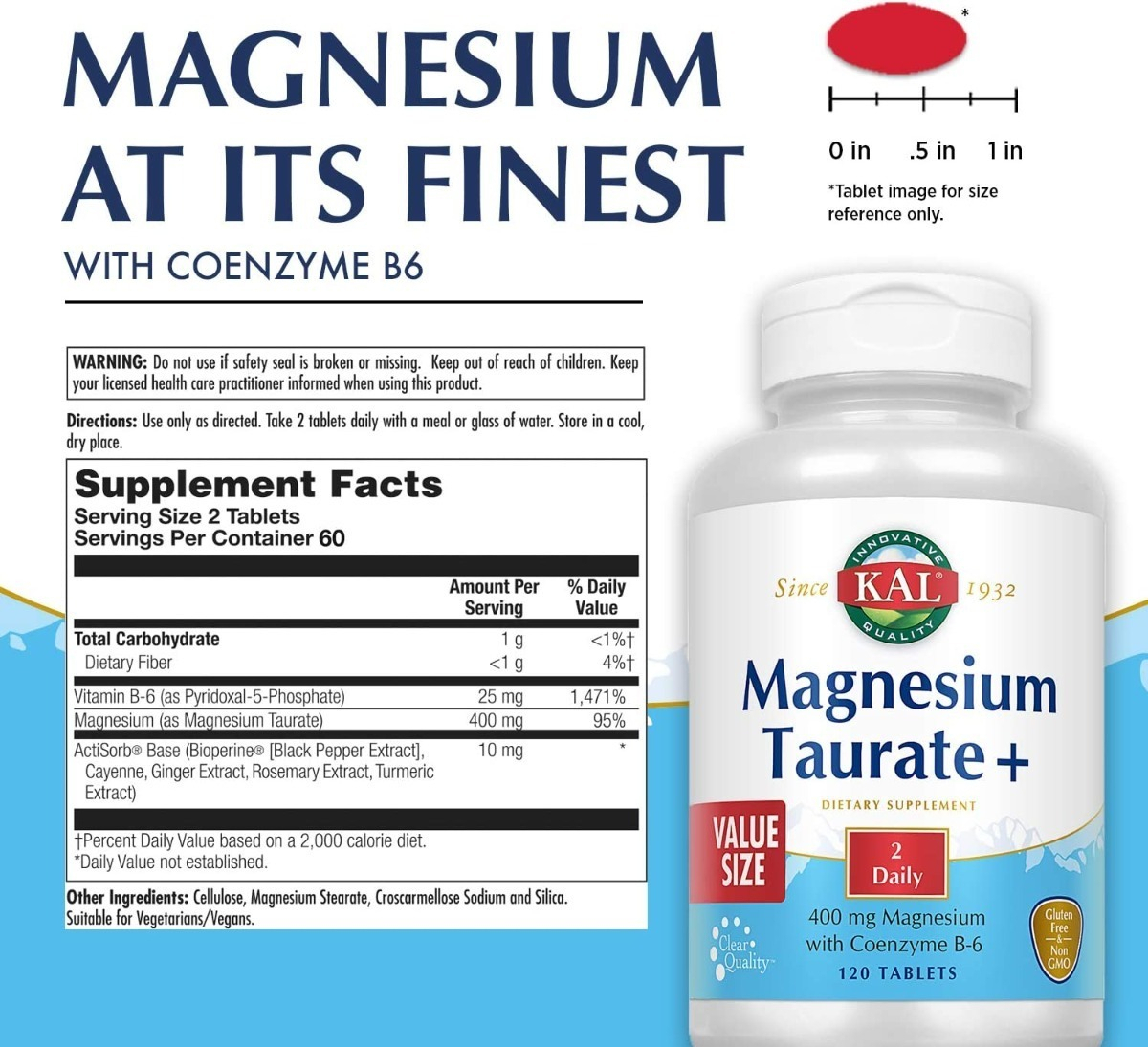 Salud y Equipamiento Médico - Taurato De Magnesio 400mg Kal 1
