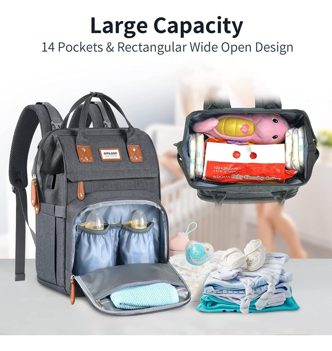 Salud y Equipamiento Médico - Pañalera Morral Multifuncional Con Puerto De Carga Usb 2
