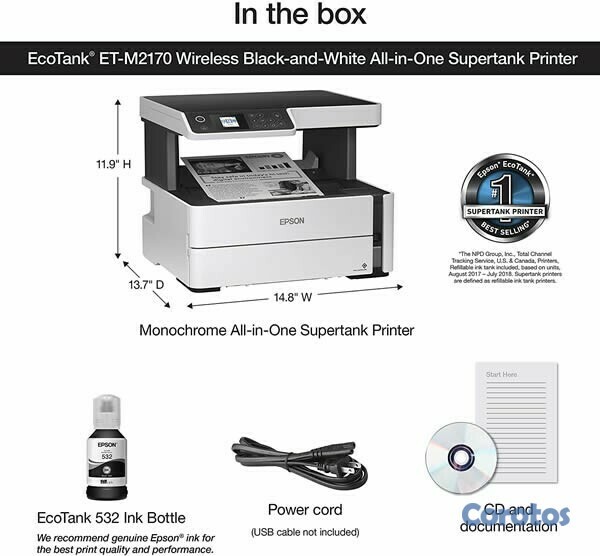 impresoras y scanners - IMPRESORA EPSON ECOTANK M2170, DÚPLEX, ESCANEO & COPIA , ETHERNET, IMPRIME, WIFI 1