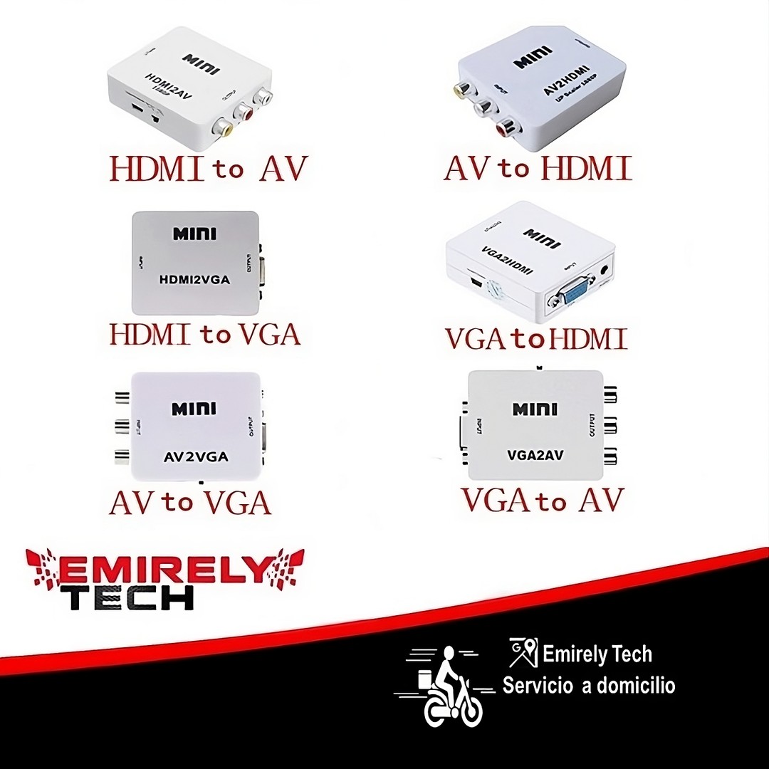 equipos profesionales - convertidor adaptador hdmi rca vga av 1080p full HD 0