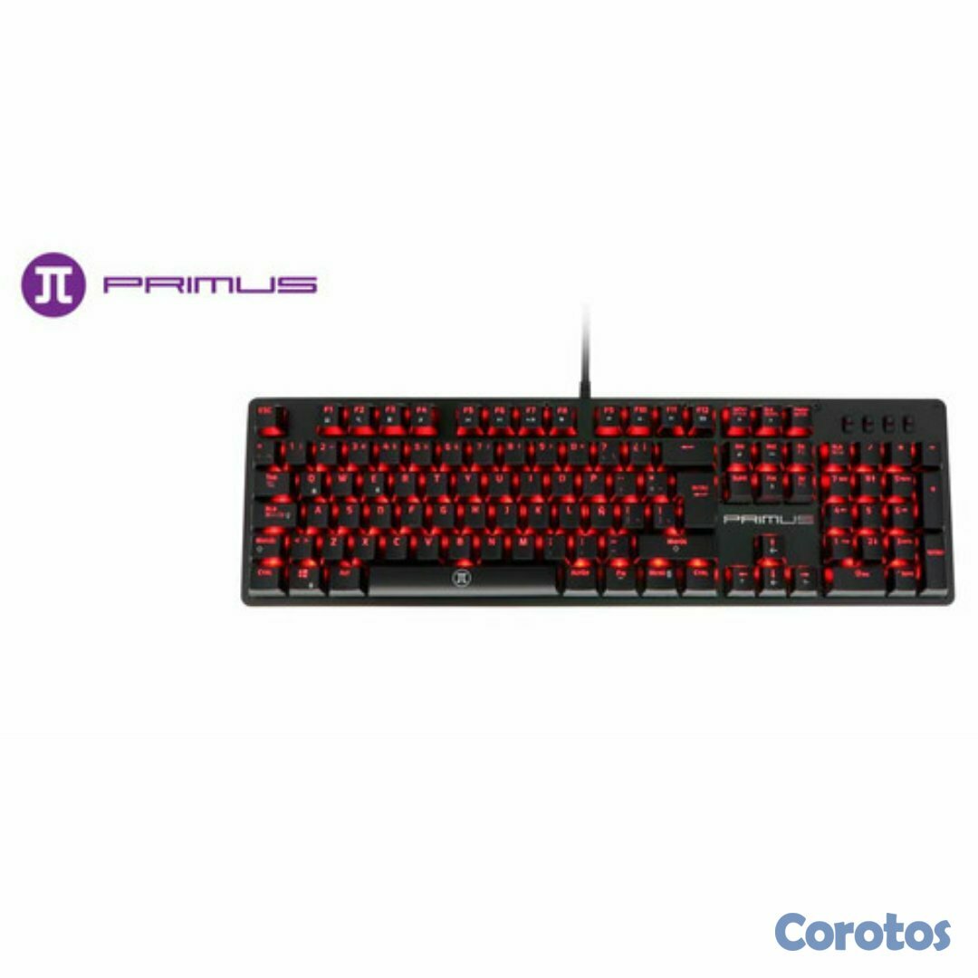 computadoras y laptops - TECLADO PRIMUS GAMING, USB, CON ILUMINACION ROJA (PKS-101S)  PRA VERDADEROS JUGA 1