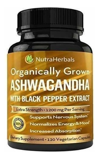 Salud y Equipamiento Médico - Polvo Orgánico De La Raíz De Ashwagandha 1200mg 120 Caps