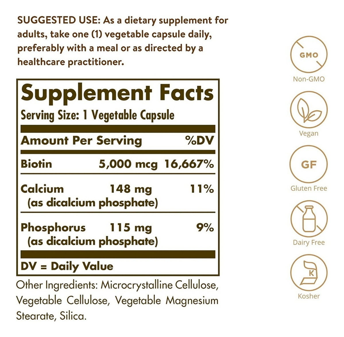 Salud y Equipamiento Médico - Biotina 5000 Mcg Piel, Uñas Y Cabello 100 Capsulas 1