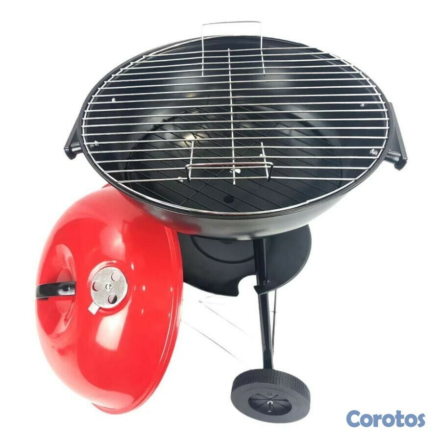 herramientas, jardines y exterior - Parrilla BBQ de carbon facil de transporte con ruedas 5