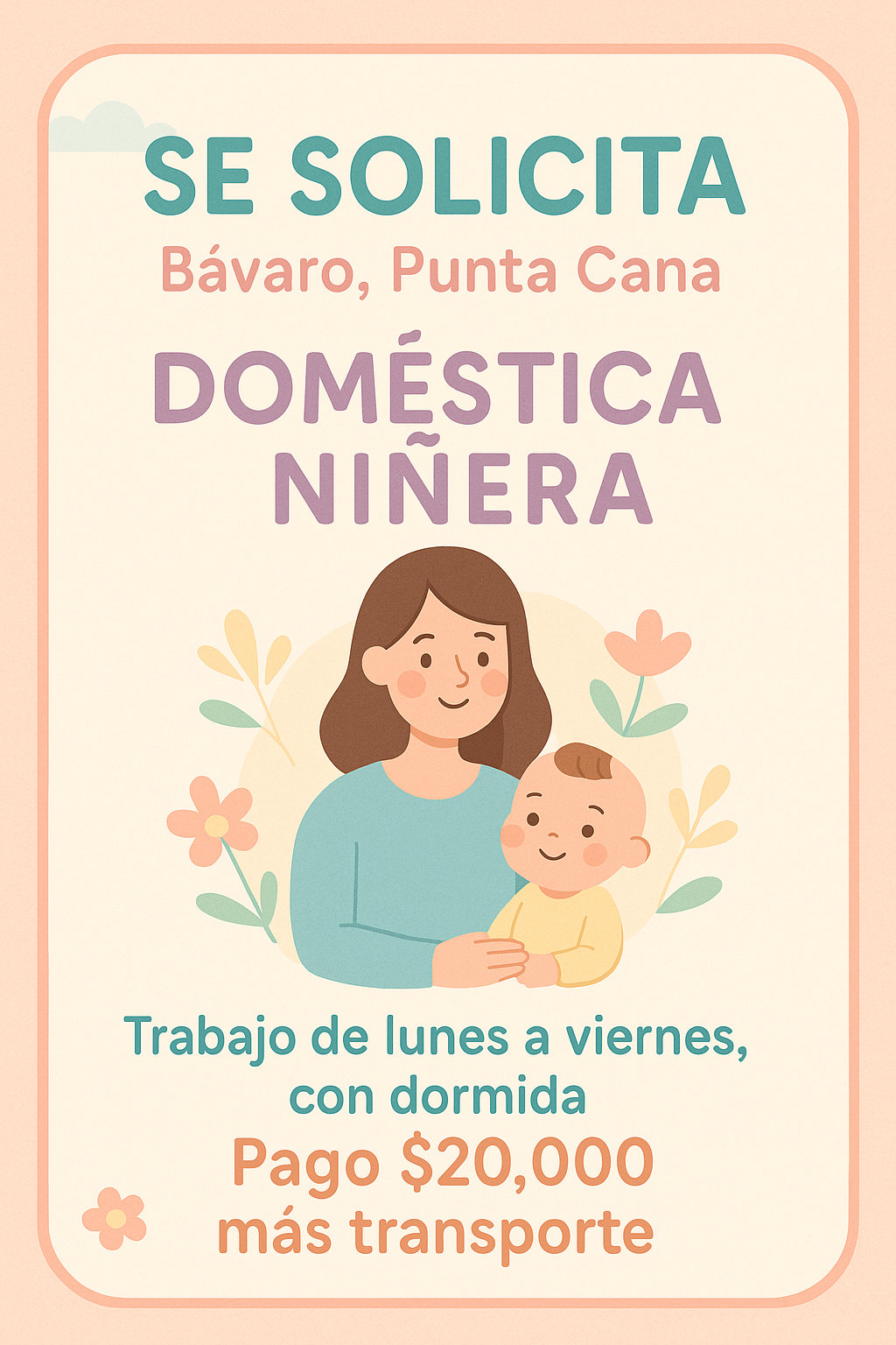 empleos disponibles - Vacante Niñera / Domestica