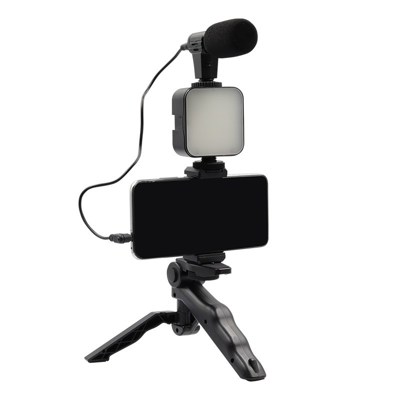 accesorios para electronica - Soporte para CELULAR con Micrófono y 3 luces led kit vlog vlogger video making 2