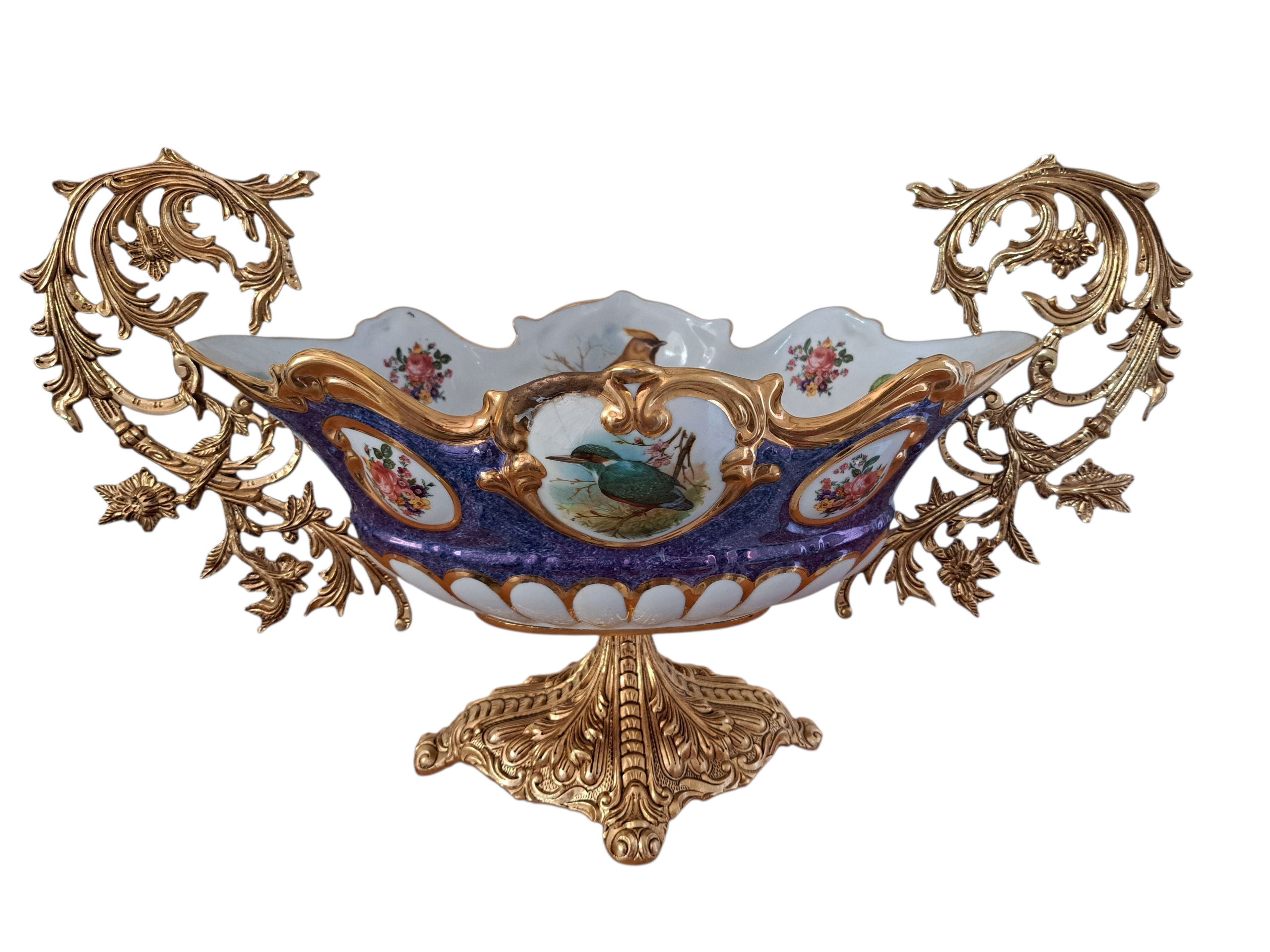 arte y antigüedades - CENTRO DE MESA ANTIGUO BRONCE Y PORCELANA  0