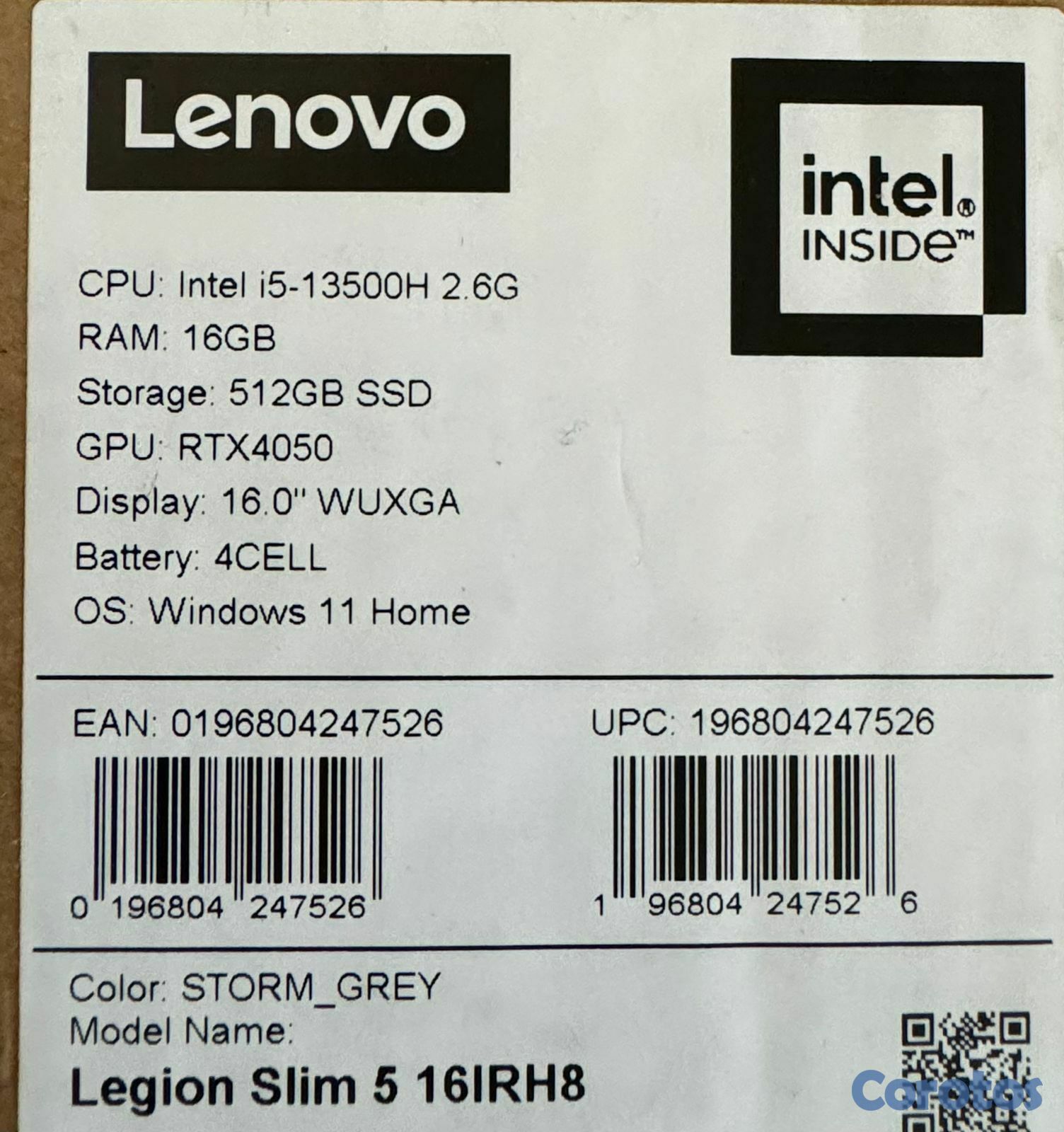 computadoras y laptops - LENOVO LEGION SLIM 5 512GB+16GB RTX4050 I5-13VA 16 3