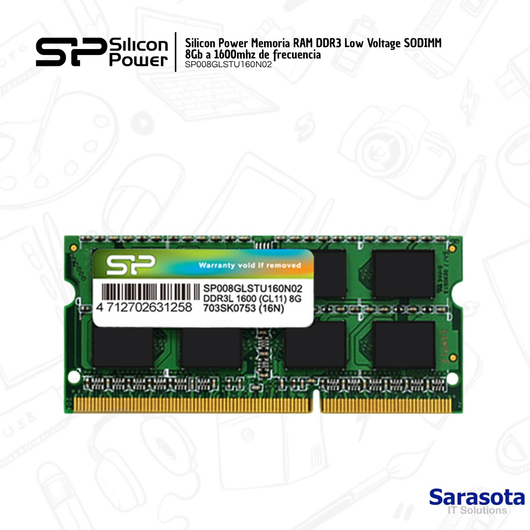 accesorios para electronica - Silicon Power Memoria RAM DDR3 Low Voltage SODIMM 8Gb a 1600mhz 1