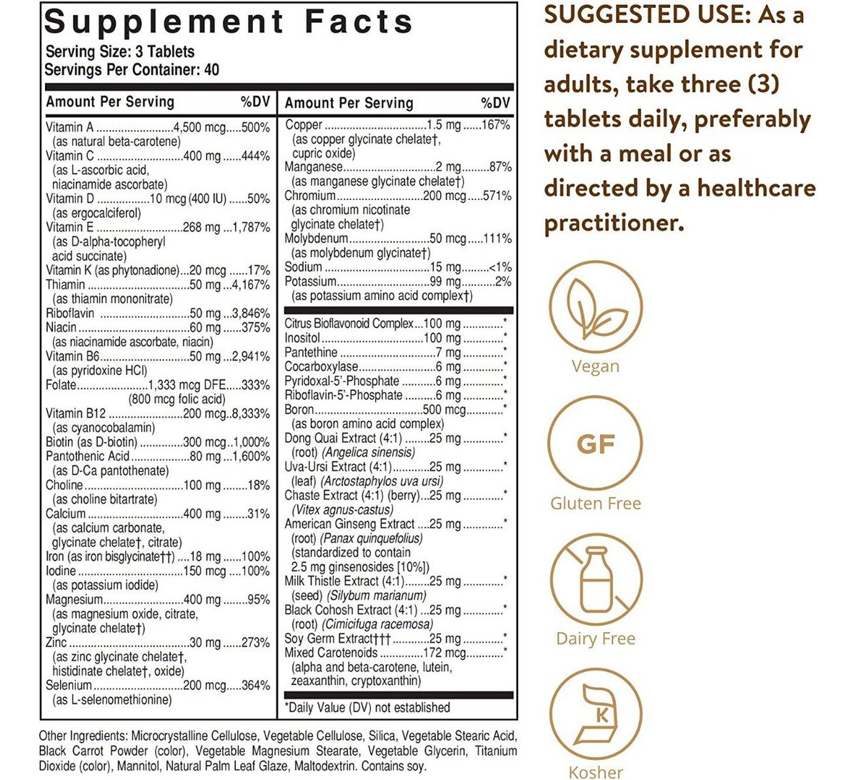 Salud y Equipamiento Médico - Multivitaminas Mujeres Solgar Female Multiple 120 Tab 1
