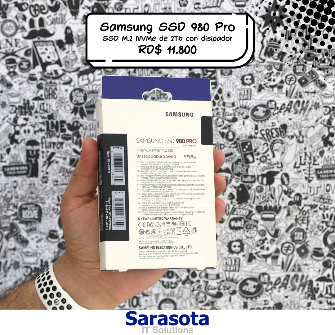 accesorios para electronica - Samsung 980Pro 2Tb con disipador ideal para PS5 (Somos Sarasota) 980 Pro 2