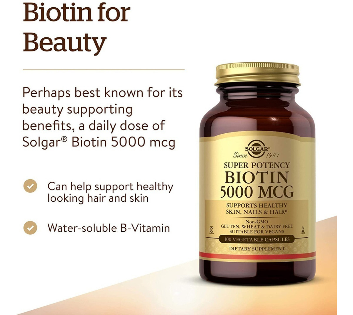 Salud y Equipamiento Médico - Biotina 5000 Mcg Piel, Uñas Y Cabello 100 Capsulas 2