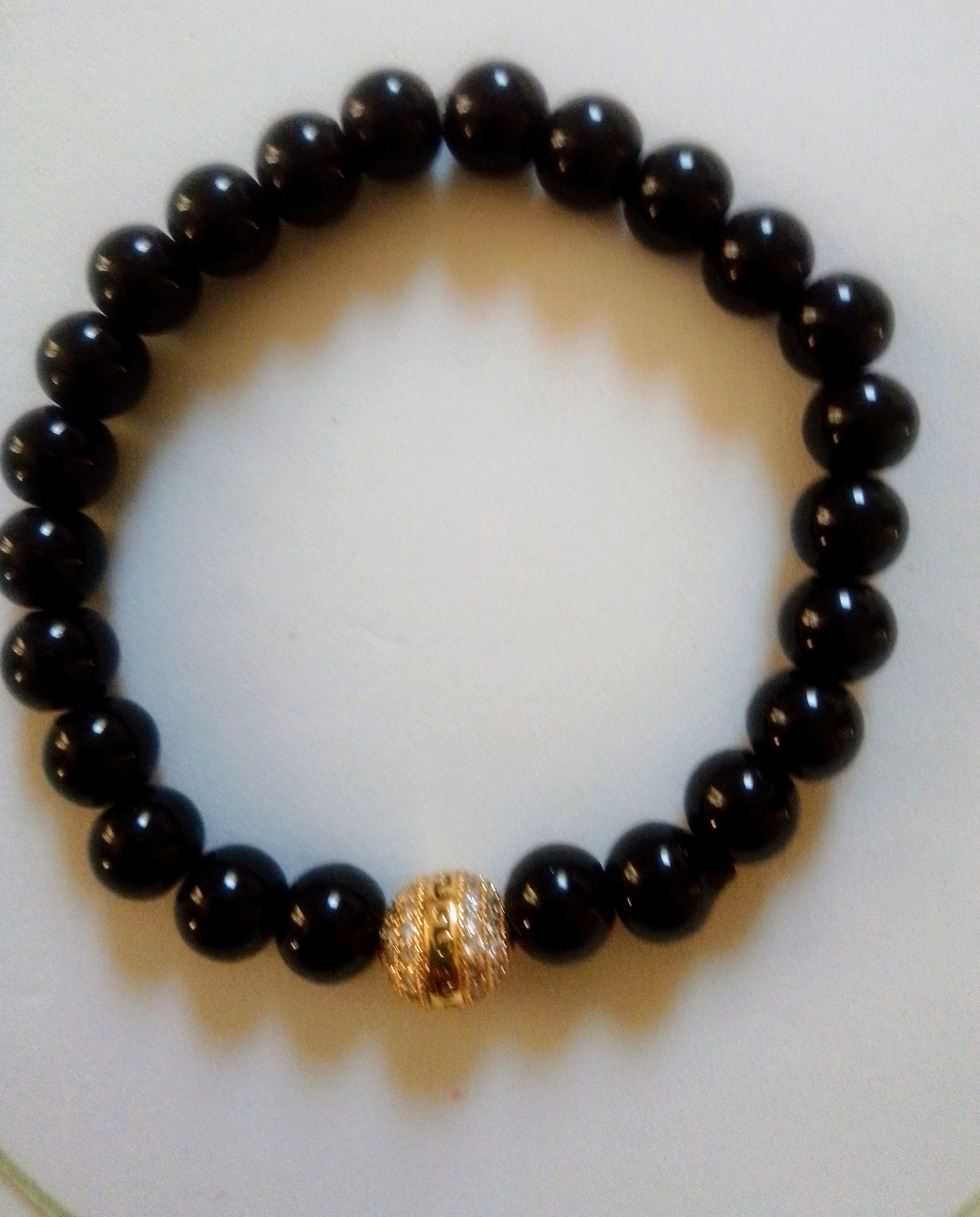 joyas, relojes y accesorios - Pulsera Unisex Obsidiana Negro  0