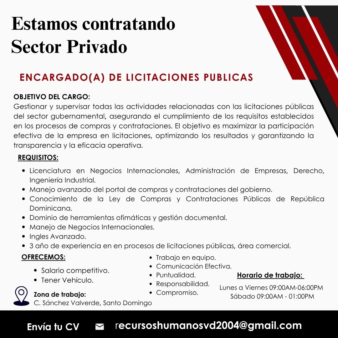 empleos disponibles - Encargada de licitaciones publicas