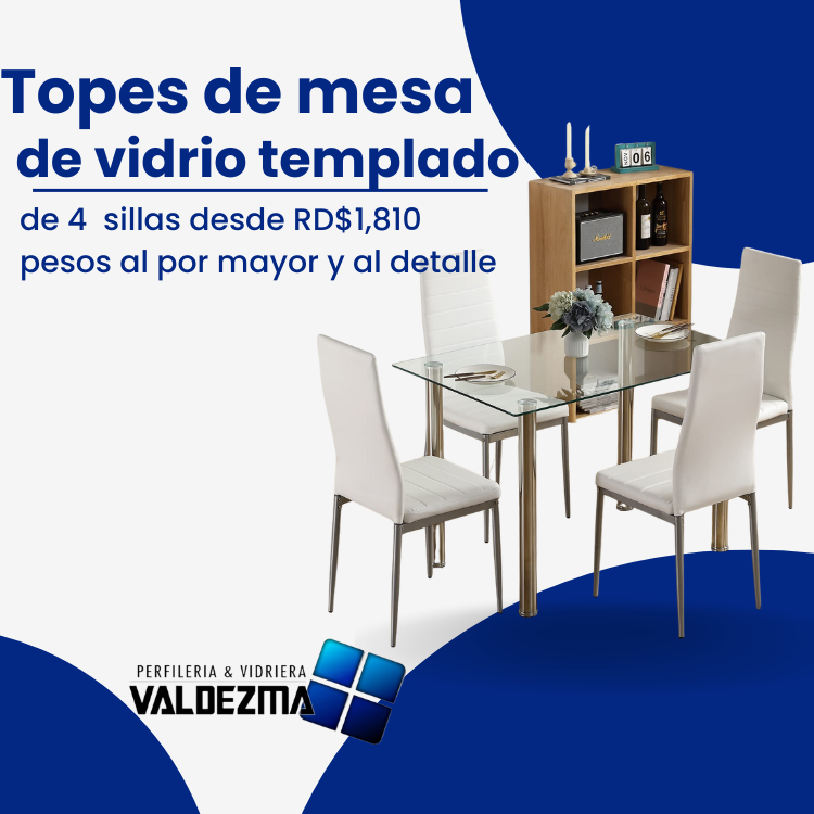 decoración y accesorios - TOPES DE VIDRIO TEMPLADO DE 4  SILLAS