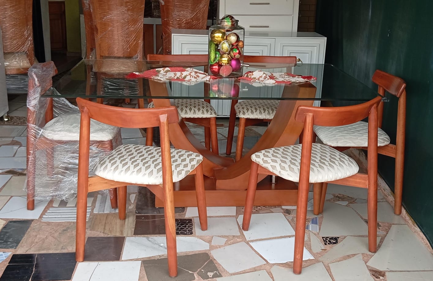 muebles y colchones - Juego de comedor caoba 6 sillas moderno 5