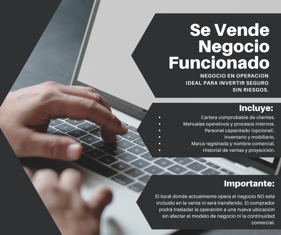 negocios en venta - Se Vende Negocio Funcionando Ideal Para Inversion 0
