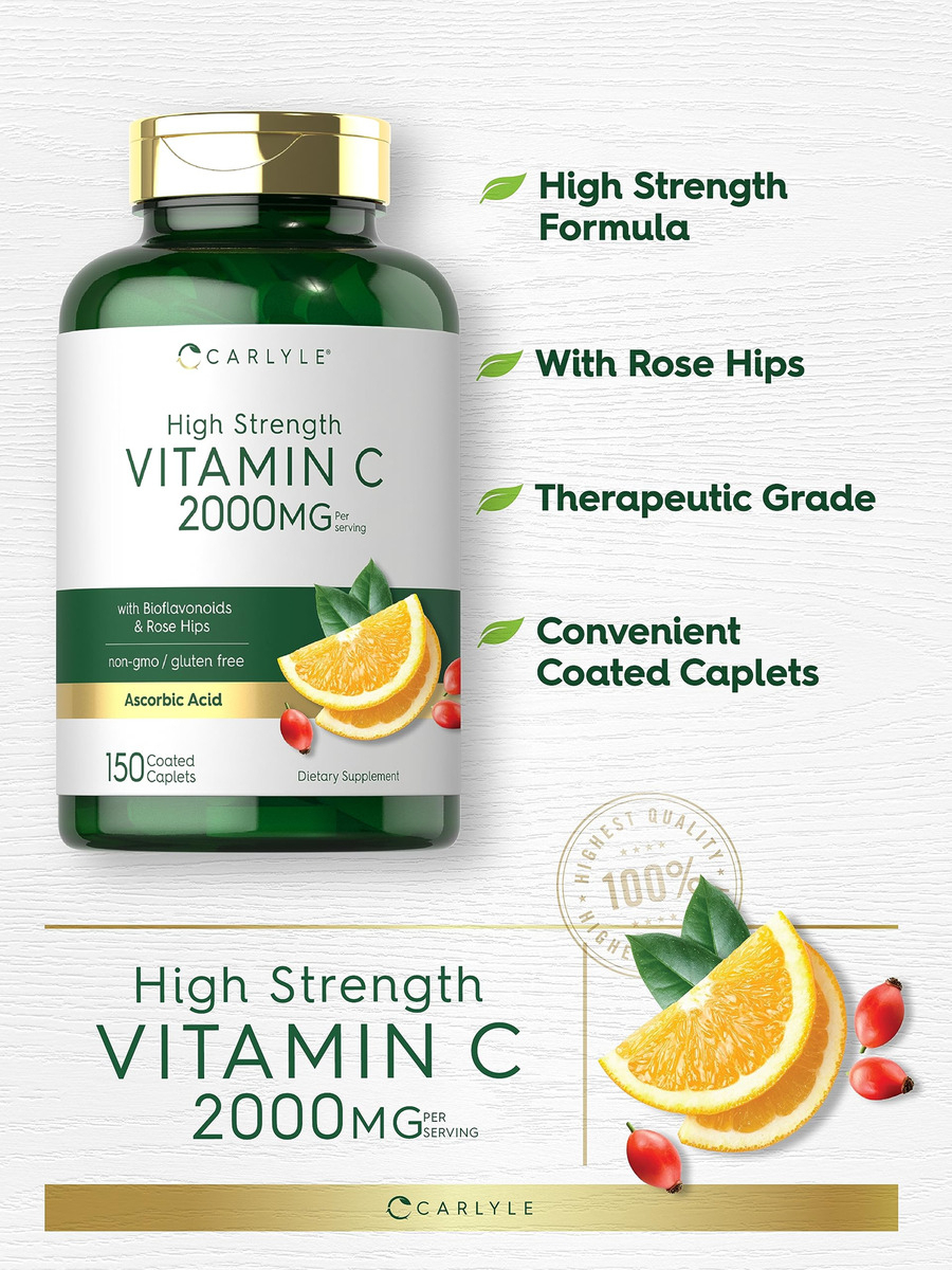 Salud y Equipamiento Médico - Carlyle Vitamina C 2000mg | Con Rosa Mosqueta | 300 Comprimi 3