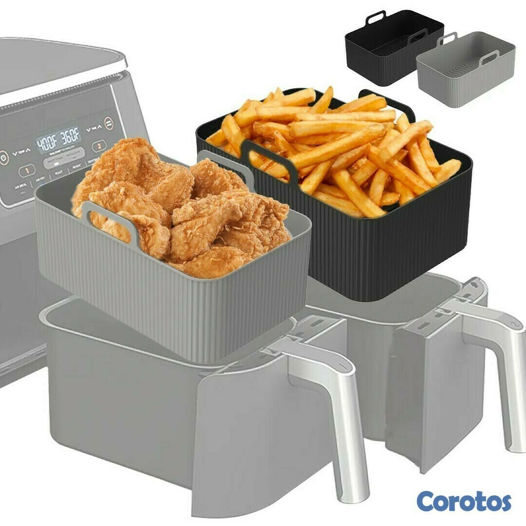 cocina - Cesta Molde de silicon cuadrado resistente al calor para freidora 4