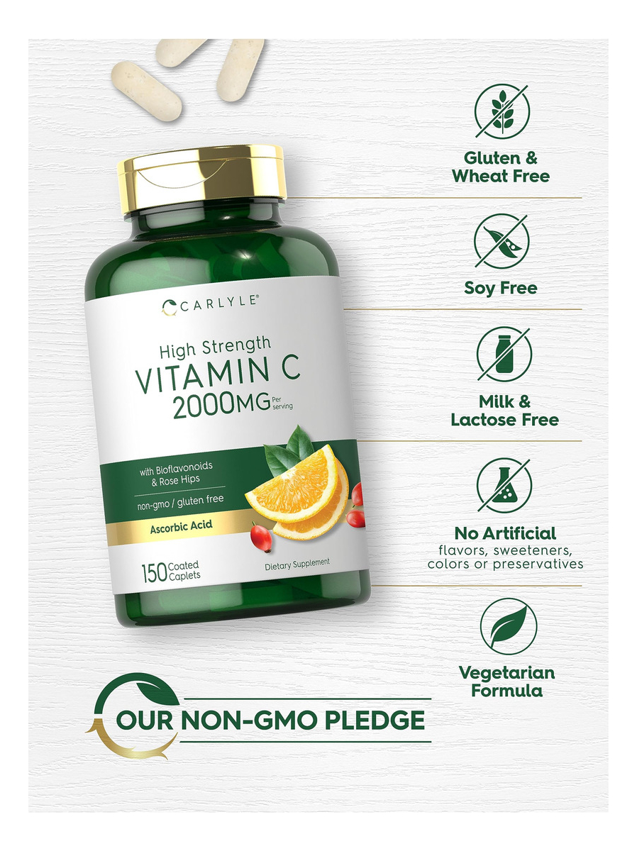 Salud y Equipamiento Médico - Carlyle Vitamina C 2000mg | Con Rosa Mosqueta | 300 Comprimi 4