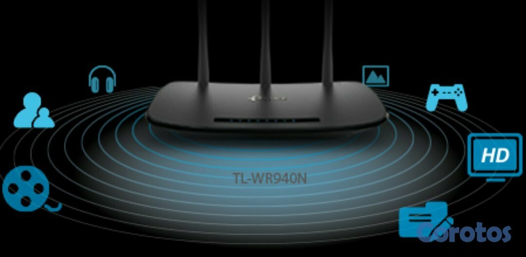 computadoras y laptops - ROUTER WIRELESS TP-LINK TL-WR940N, 2.4GHZ/450MBPS, 1 PUERTO WAN + 4 PUERTOS  WPS 2