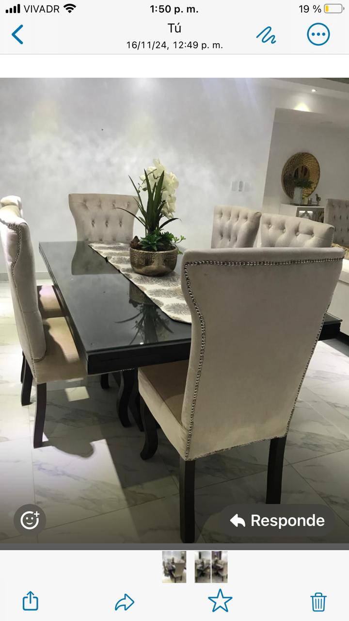 muebles y colchones - VENDO JUEGO DE COMEDOR DE 6 SILLAS EN ROBLE Y TAPI