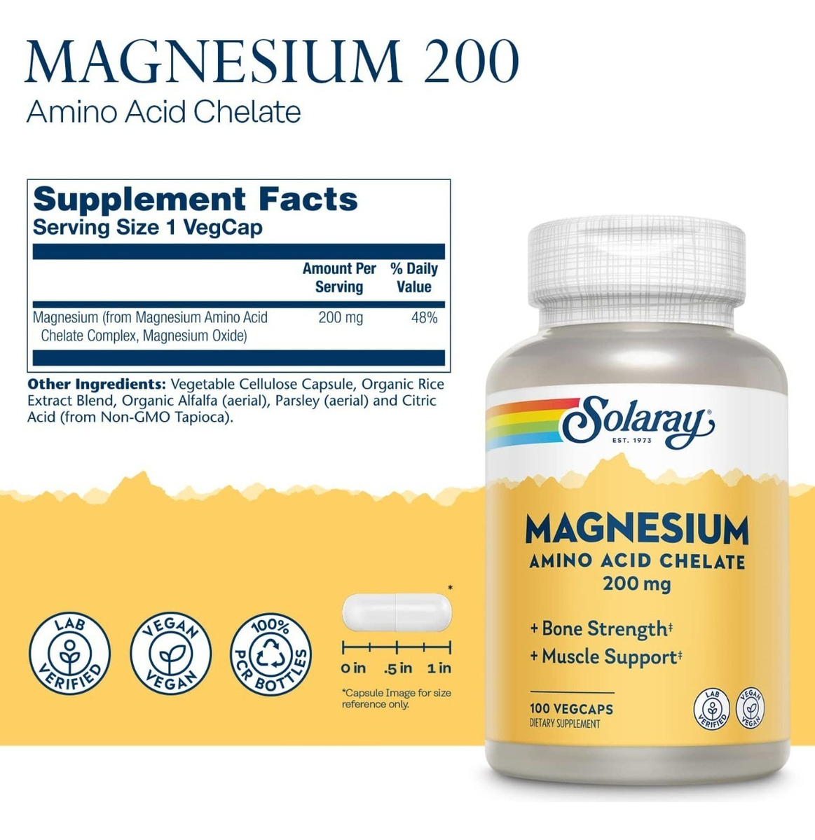 Salud y Equipamiento Médico - Magnesio Quelato 100 capsulas Solaray 1