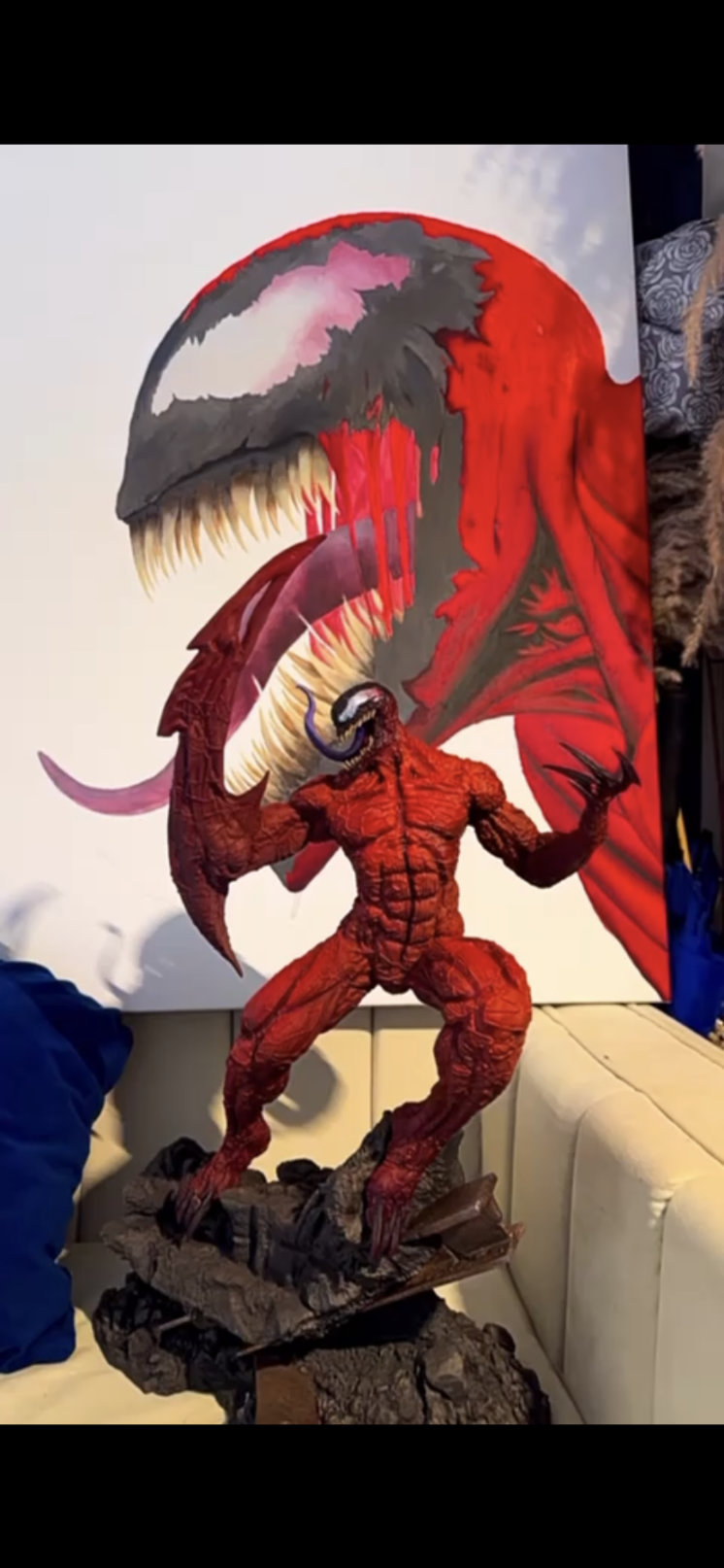 hobby y coleccion - “Arte a Otro Nivel: Venom Hecho a Mano en Lienzo y Figura 3D Fans” 0