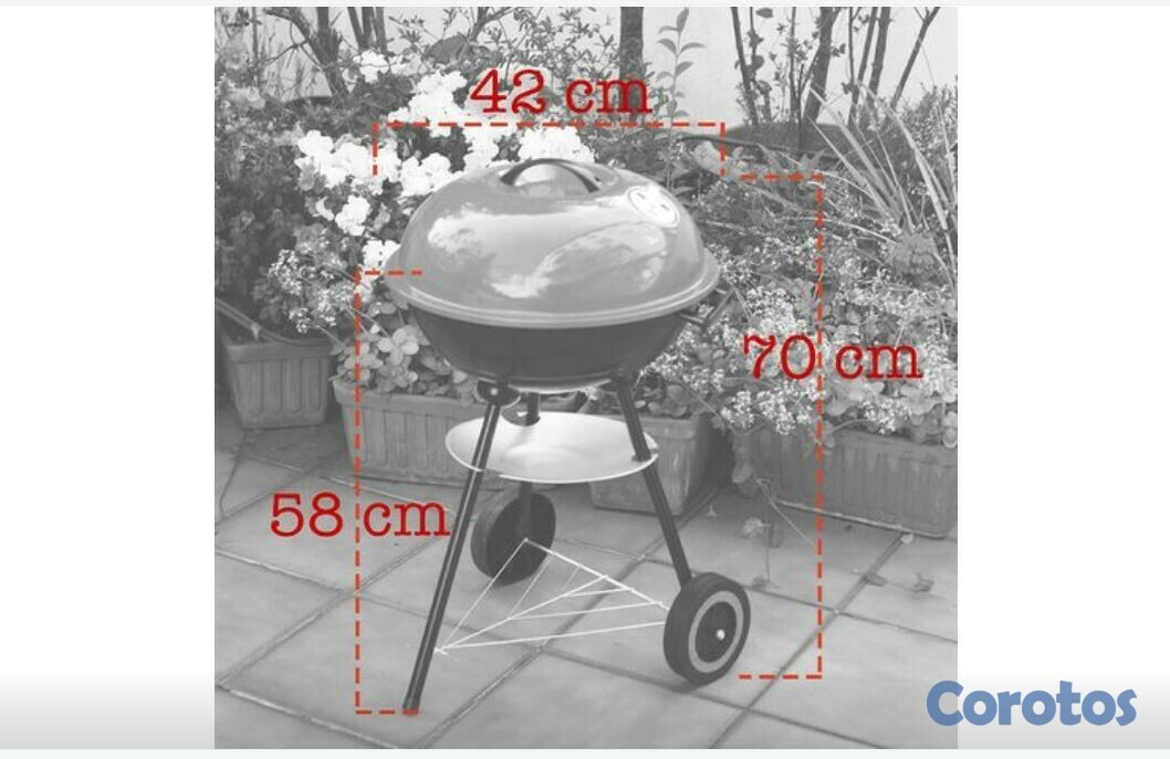 herramientas, jardines y exterior - Parrilla BBQ de carbon facil de transporte con ruedas 8