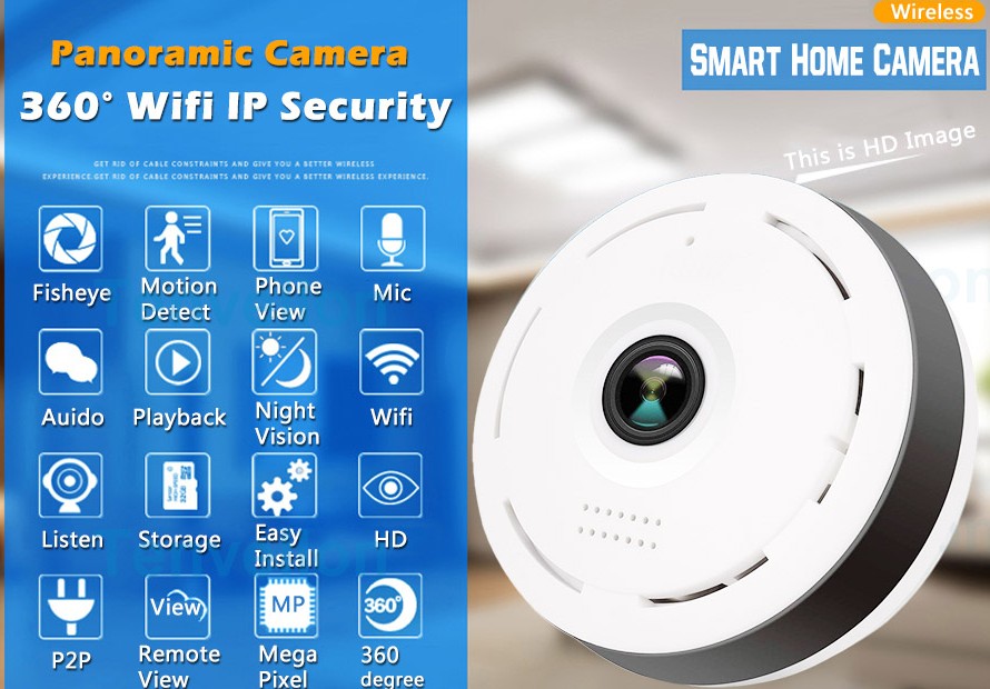 camaras y audio - Cámara De Seguridad Wii 1080p 360 Grados Panorámica Fish Eye 1