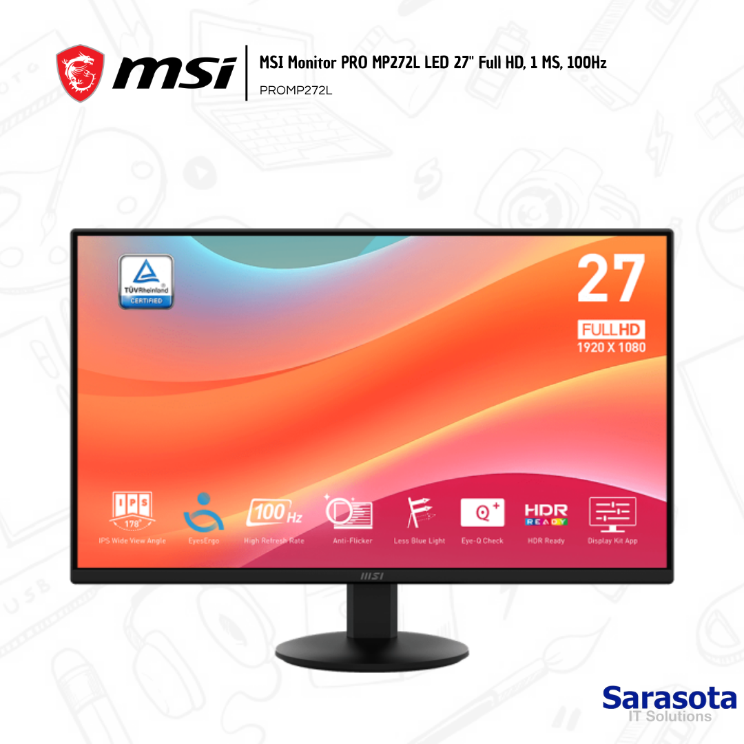 computadoras y laptops - MSI Monitor PRO MP272L LED 27" Full HD,1 MS,100Hz