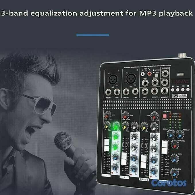 accesorios para electronica - Mezclador de audio de 4 canales T4-USB mixer amplificador para sonido de alta ca 4