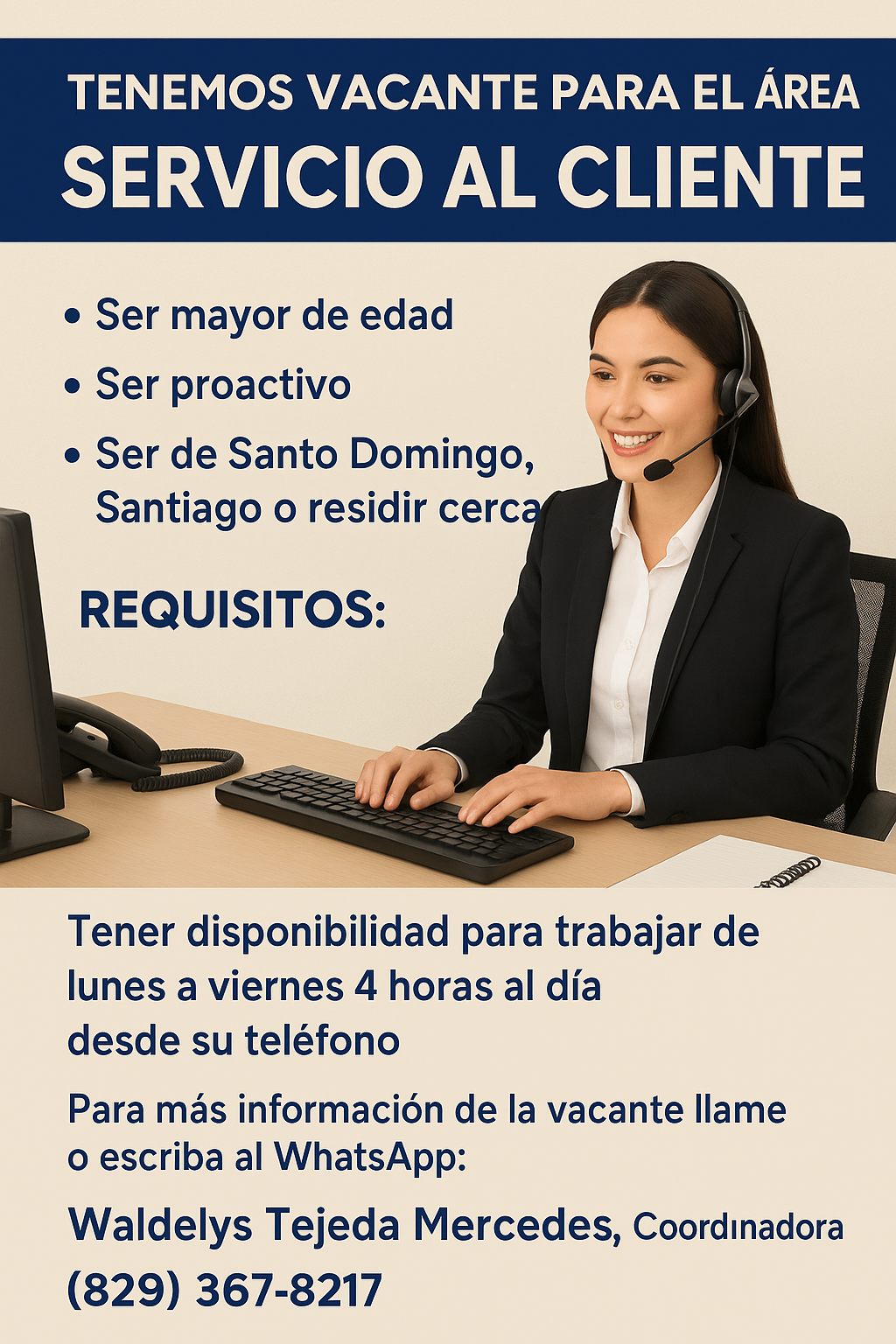 empleos disponibles - Vacante disponible para atención al cliente
