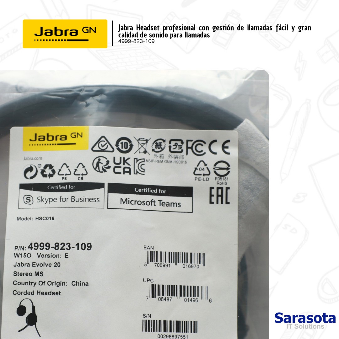 camaras y audio - Jabra Evolve 20 MS Stereo HeadSet 4999-823-109 1