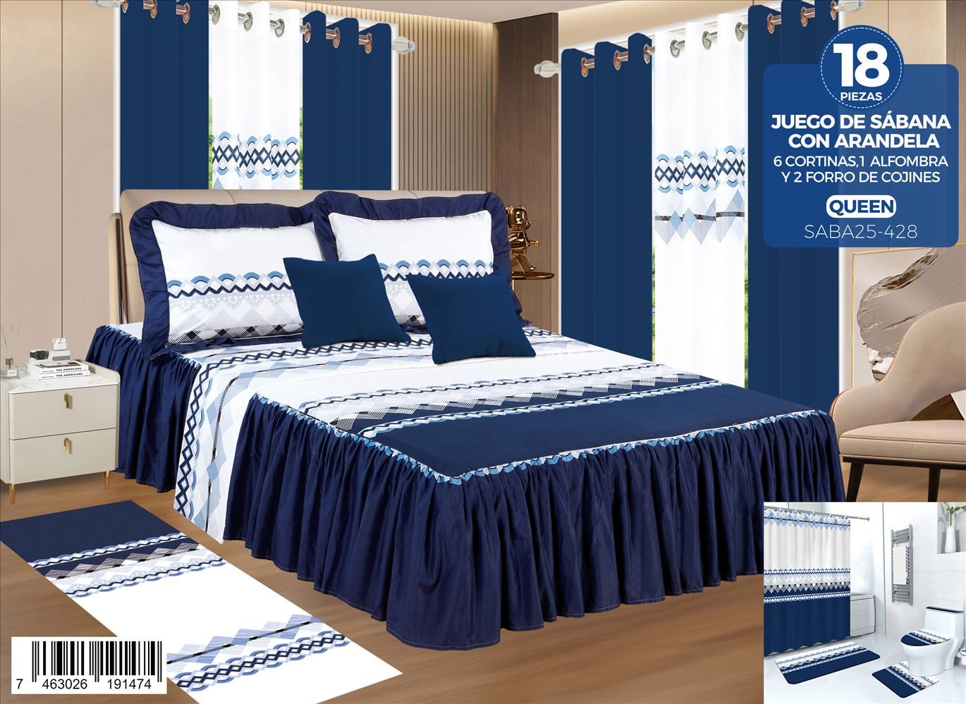 decoración y accesorios - Juegos de sabanas con arandelas de 18 piezas  5