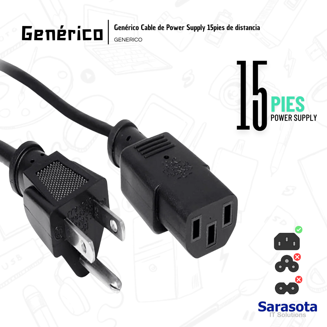 accesorios para electronica - Cable de poder de 15 pies Somos Sarasota 0