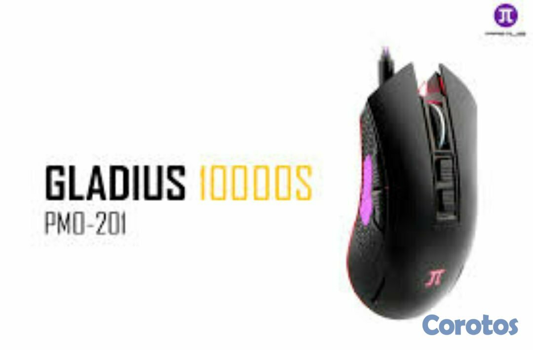 computadoras y laptops - MOUSE PRIMUS PMO-201, GAMING GLADIUS 10000S, OPTICO USB, 6 BOTONES, VELOCIDAD 1