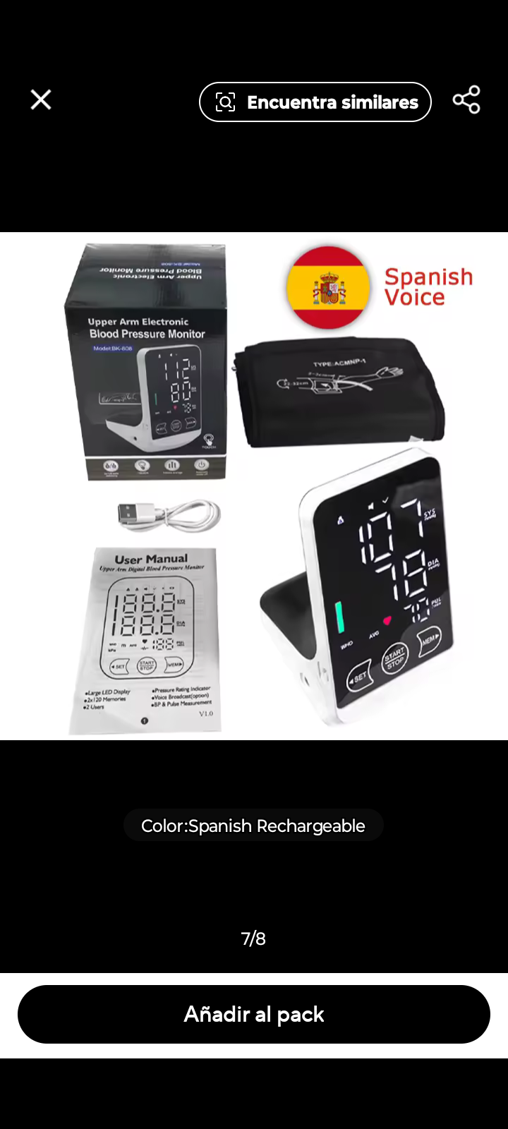 equipos profesionales - Monitor de presión arterial digital Voz en Español 0