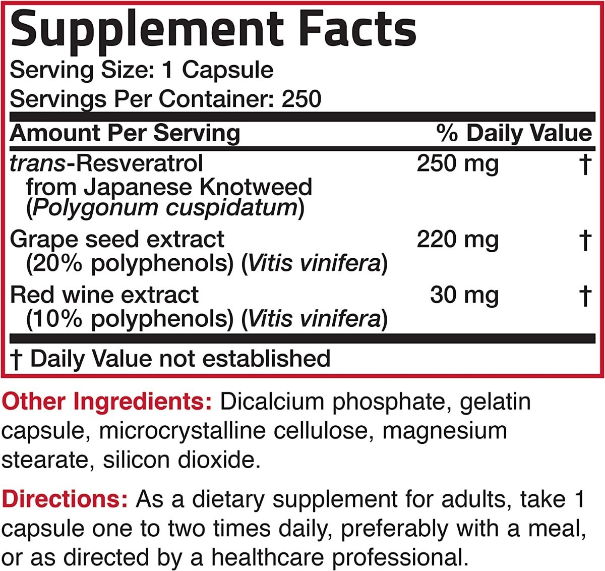 Salud y Equipamiento Médico - Resveratrol 500 Complex 250caps - - Unidad A $1488 1