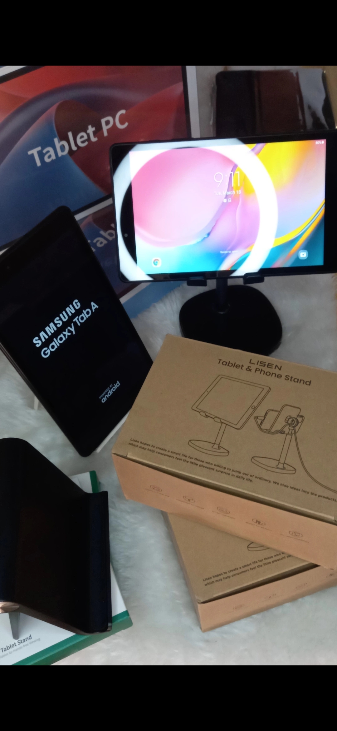 celulares y tabletas - Tablet Samsung A8 32GB $3,500
Soporte de tablet/celular $450
Lápiz óptico $200  0