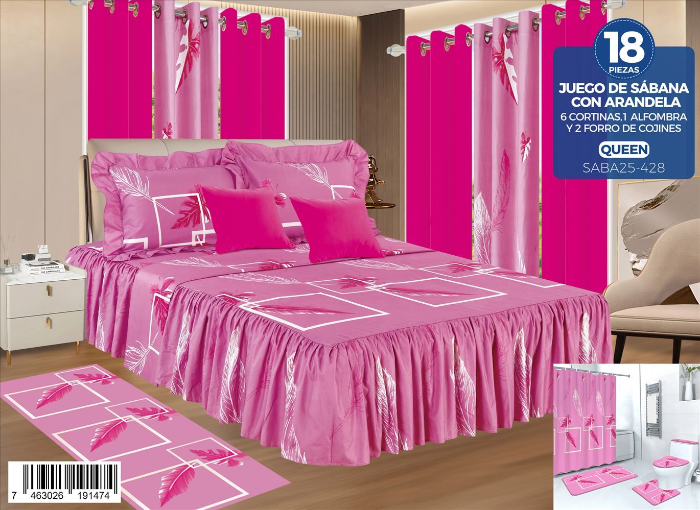 decoración y accesorios - Juegos de sabanas con arandelas de 18 piezas  3