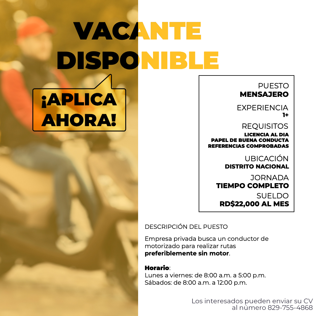 empleos disponibles - Busco mensajero