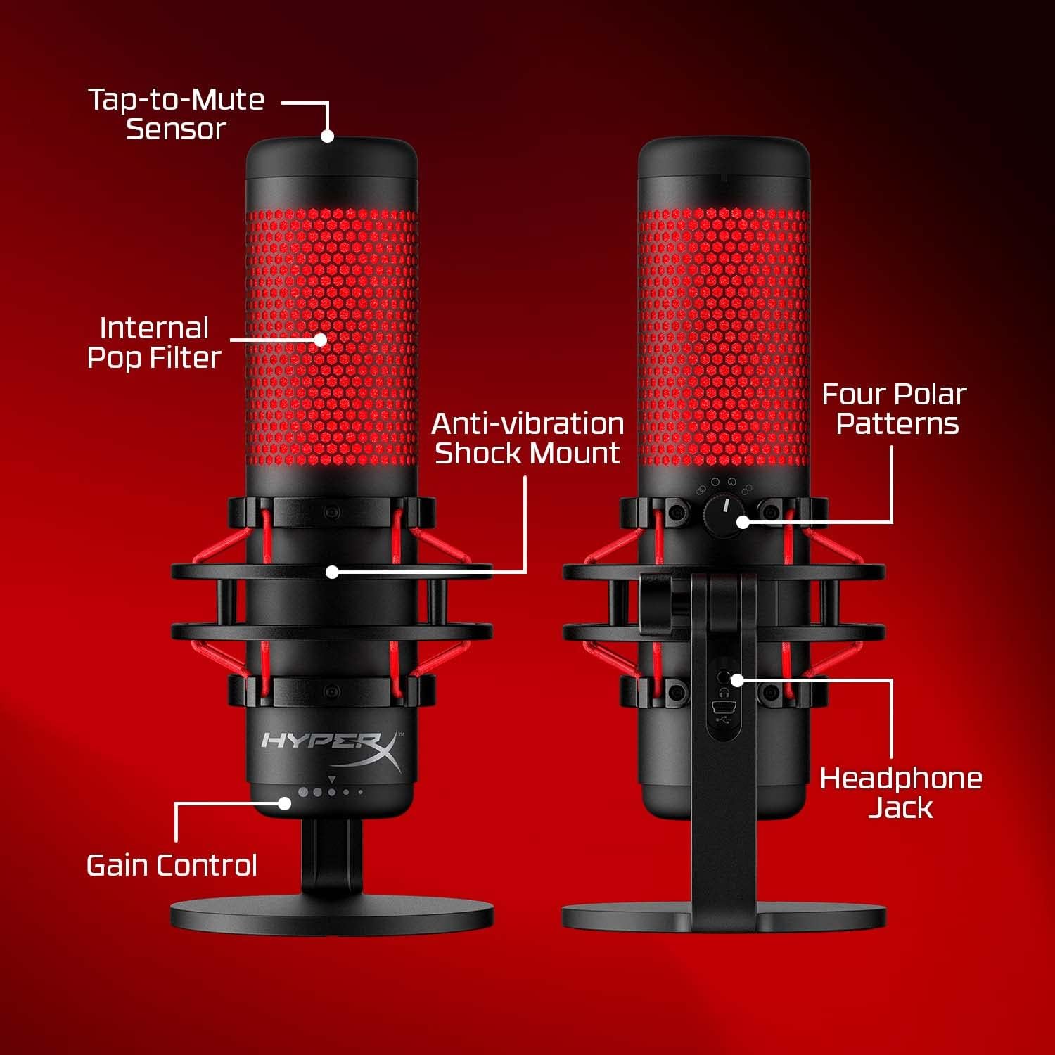 consolas y videojuegos - HyperX QuadCast - Micrófono de condensador USB  7