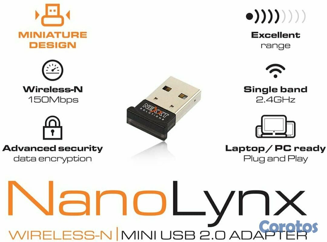computadoras y laptops - ADAPTADOR DE RED USB WIFI NEXXT NANOLYNX, 2.4GHZ/150MBPS, 802.11B/G/N. 2