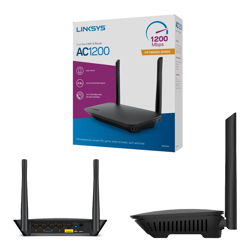 computadoras y laptops - ROUTER WIRELESS LINKSYS E5400, 2.4GHZ/300MBPS, 5.0GHZ/867MBPS, 1 PUERTO WAN + 4  0