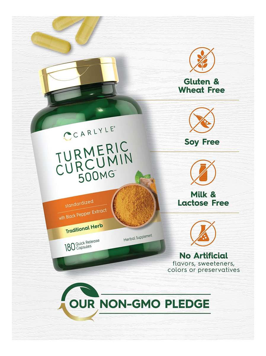 Salud y Equipamiento Médico - Carlyle Curcuma Curcumina Con Bioperine | 500 Mg | 180 Capsulas 3