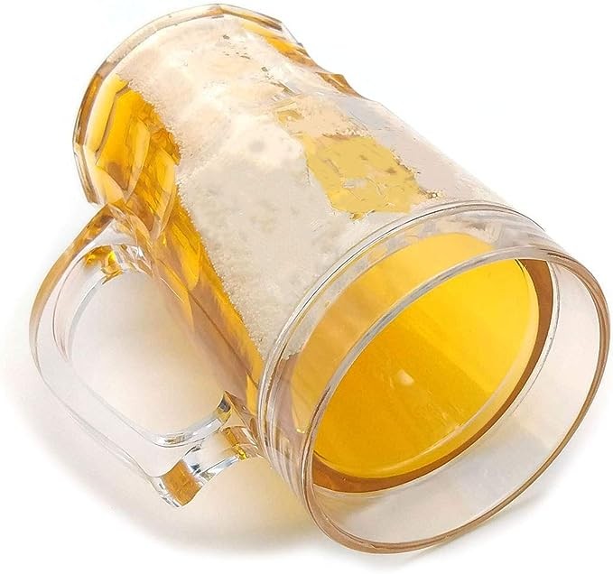 cocina - Jarra de cerveza falsa de 15.2 fl oz, creativa mezcla doble capa con mensaje 0